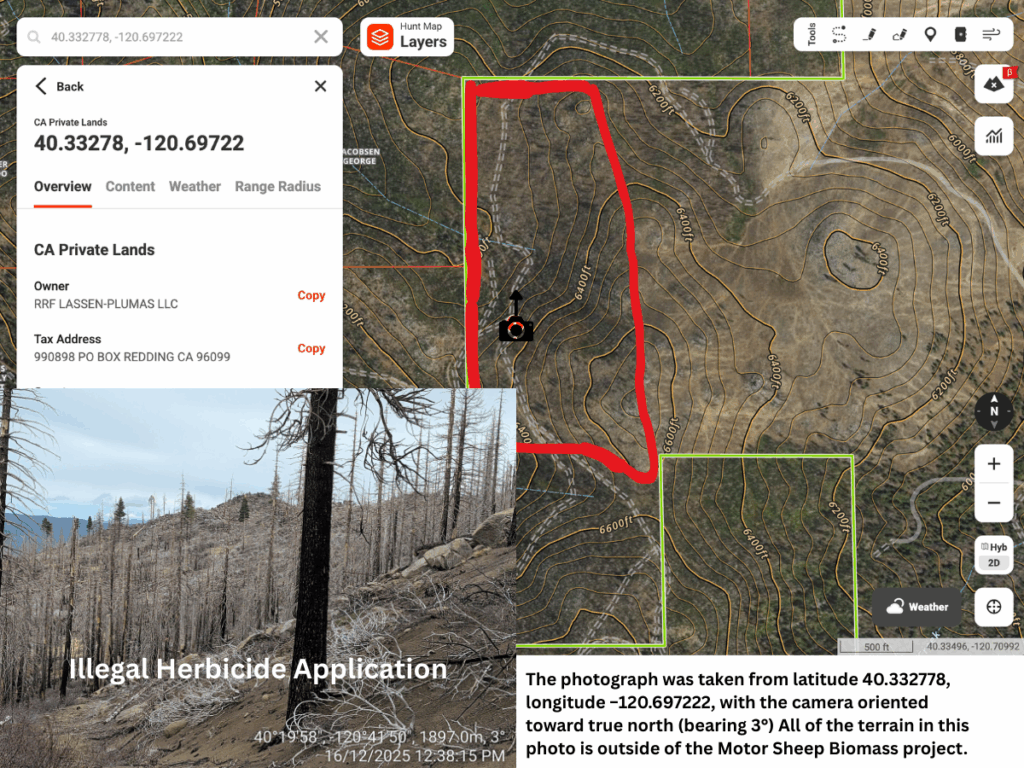 Illegal 70 + Acre Herbicide Application Photos and Evidence for the Lahontan Water Board 10 40.332778 120.697222 1