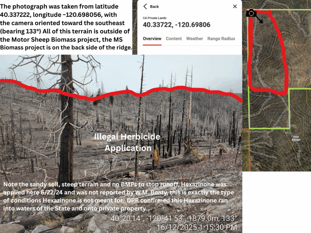 Illegal 70 + Acre Herbicide Application Photos and Evidence for the Lahontan Water Board 13 40.337222 120.698056 2