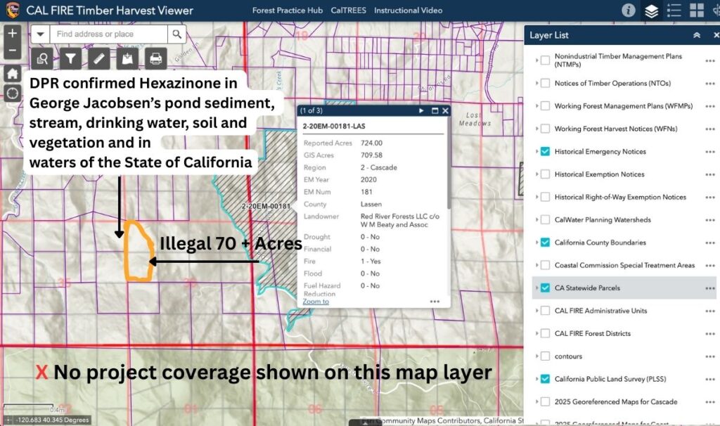 Illegal 70 + Acre Herbicide Application Photos and Evidence for the Lahontan Water Board 293 Cal Fire Hist Emerg Notices