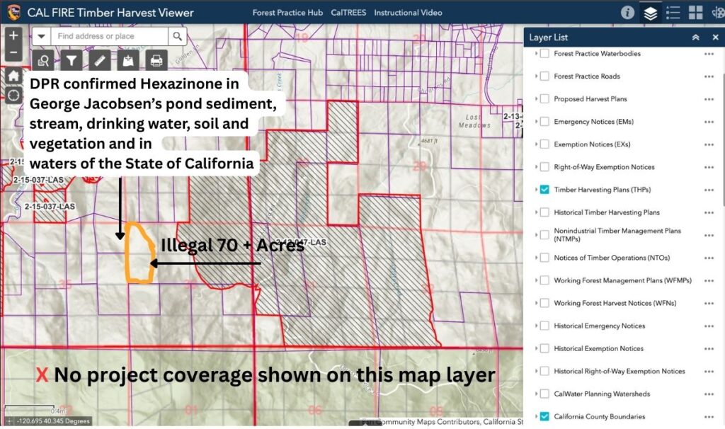 Illegal 70 + Acre Herbicide Application Photos and Evidence for the Lahontan Water Board 289 Cal Fire THPs